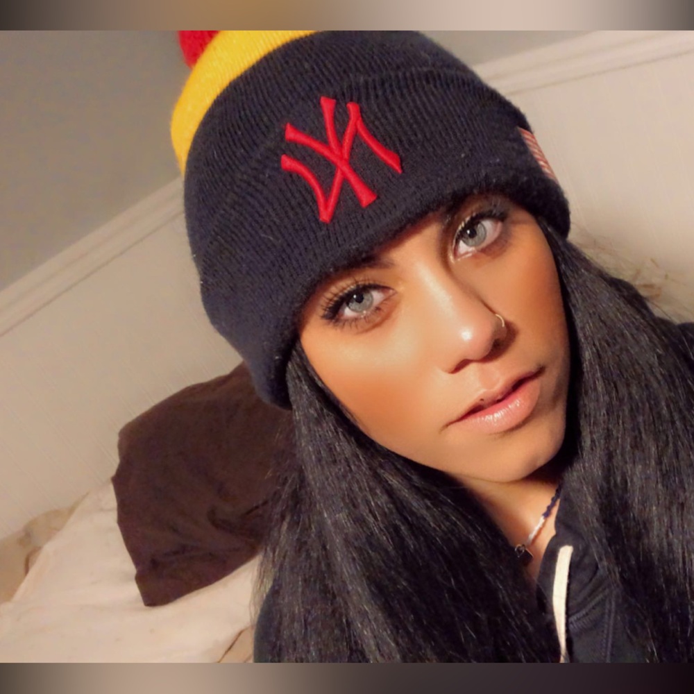 New Era Black and Yellow New York Yankees Cuffed Beanie with Pom